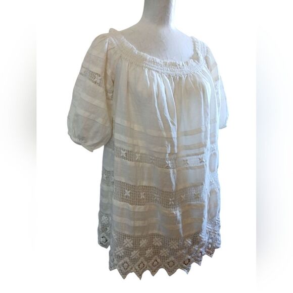 NWT Free People Ivory Embroidered Open Work Blouse - Size XS - Picture 1 of 4